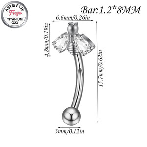 Piercing de Ceja de Titanio Curvo, Pequeño Anillo para Ceja, Joyería Labret para Labio, Piercing Pequeño para Ombligo, para Mujeres y Hombres, 16g - Product Image 6
