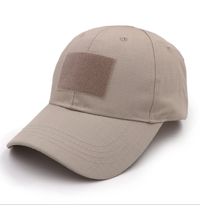 Gorra de béisbol Ripstop color beige marrón claro con cinta adhesiva mágica en la parte delantera y trasera, correas ajustables. - Product Image 1