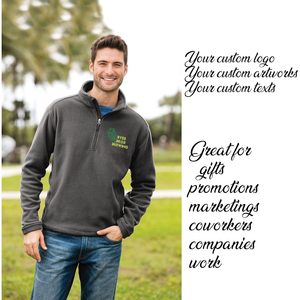 2025 vestes polaires à demi-fermeture éclair à broderie personnalisable F218 pour hommes avec logo et texte - Product Image 4