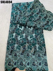 Elegante y Sexy Vestido Verde <span class=keywords><strong>de</strong></span> Tela Voile Suiza, Ecológico, Bordado con Encaje Lafaya y Pedrería, Jacquard <span class=keywords><strong>para</strong></span> <span class=keywords><strong>Mujer</strong></span> - Product Image 4