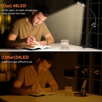 Lecture travail chambre USB anneau tête col de cygne flexible protection des yeux support de musique Clip sur le côté LED lampe de bureau lampe de Table