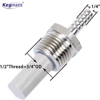 Kegmaxs 0.5 microns pierre d'aération de brassage à domicile oxygénation en ligne SS304 pierre de Diffusion 1/2 "NPT pierre de carbonatation 1/4" Barb