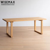 WISEMAX FURNITURE Wabi-sabi Table de réunion de bureau vintage en bois de frêne rectangulaire naturel stable Ensemble de 8 chaises pour hôtel