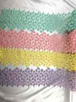 Frange en polyester à paillettes de strass thermocollants, à fibres laiteuses, à pompons, à franges en coton, à franges en polyester, garniture en dentelle, dentelle macramé