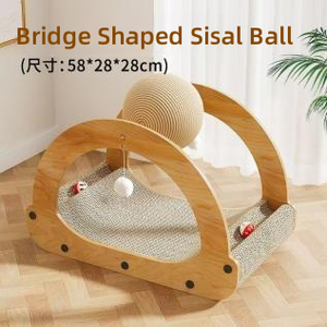 Rascador de gato de papel corrugado moderno de alta calidad, almohadilla duradera de sisal y yute con bola - Product Image 5