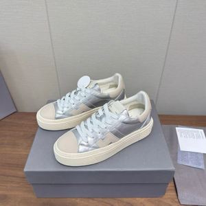 Zapatillas Casuales de Plataforma para Mujer, de Cuero Genuino, con Cordones, de Caña Baja, Suela Gruesa, Logotipo Plateado, para Uso Diario, Zapatos de Diseño de Lujo - Product Image 2