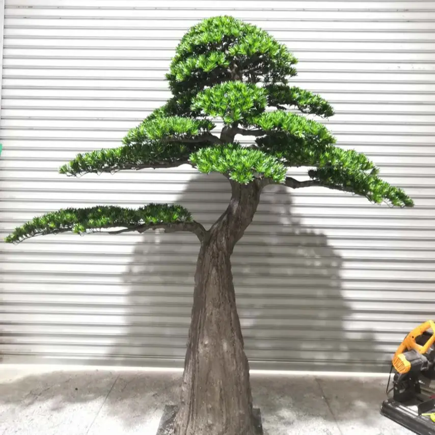 Garden green color deodar cedar artificial big greeting pine tree fiberglass trunk uv proof customised artificial trees