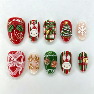 Collection de faux ongles de Noël à presser, assortiment festif, réutilisables et détachables, pour fêtes de fin d'année, vente en gros - Product Image 5