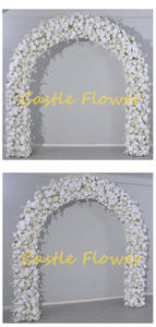 H-406 grande lune en métal blanc Rose porte fête de mariage promenade à travers le cadre d'arche de fleurs debout libre - Product Image 3