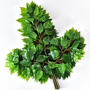 偽の葉シミュレーション植物緑のイチジクの葉結婚式の装飾のための人工ガジュマルの木の葉