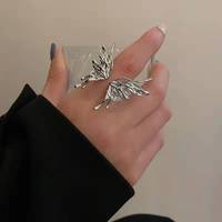 Bijoux de mode brillants femmes métal papillon argent bague d'ouverture réglable personnalité exagérée papillon Index bague