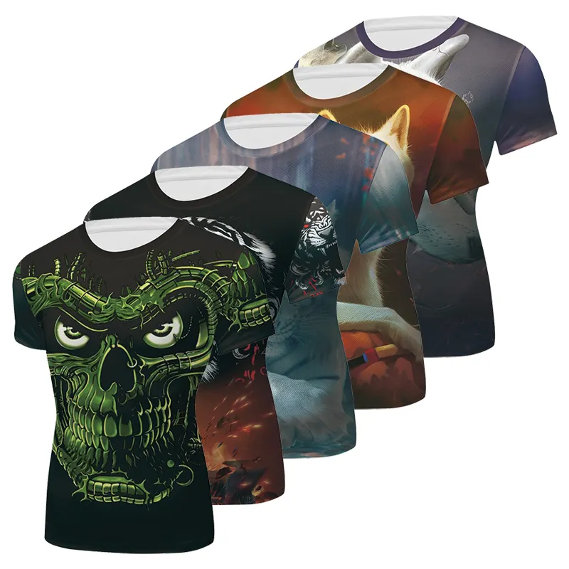 Venta al por mayor de verano 3D impresión sublimación Anime camisetas personalizadas de manga corta Casual deporte hombres camiseta