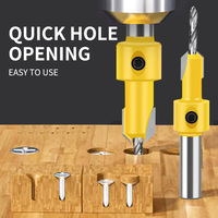 Lot de 5 forets à fraiser pour le travail du bois avec butée de profondeur réglable, foret pilote conique HSS pour meubles et bricolage