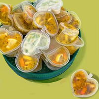 MOQ 500 pièces, 2,5 oz 70 ml, Gobelets de portion individuels jetables en forme de cœur pour jus de citron et de fruit de la passion, pour distributeur et sous-conditionnement