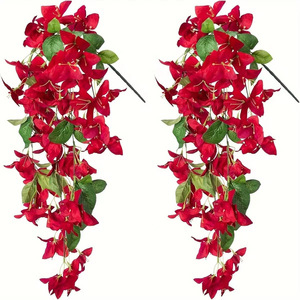 Plante artificielle suspendue Bougainvillier style rustique 30cm-100cm, fleur en soie, décoration murale intérieure, végétation verte et violette - Product Image 3