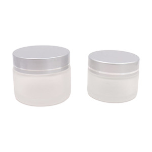 Pot en verre cosmétique givré de luxe vide pour crème visage avec couvercle doré – 5g/10g/15g/1oz/30ml/50g/100g - Product Image 2