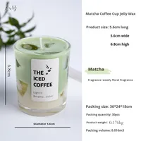 Grenzüberschreitender Großhandel: Kreative Sommer-Matcha-Säulen-Gelee-Wachs-Kerze im Rauchfreien Glasgefäß, Handgemacht für Party und Zuhause