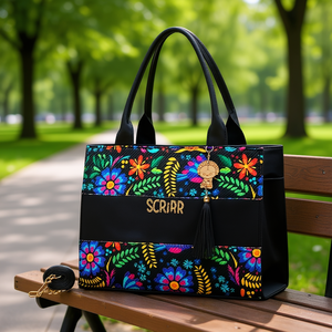 Bolso Tote de Yute para Mujer Fana Danae, Mediano, con Estampado de Leopardo y Letras, Ecológico, para Compras Diarias, Asa Negra, Cierre Superior - Product Image 2