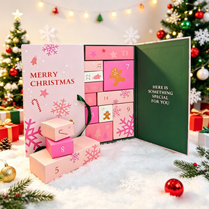 Luxus Kosmetik verpackung Custom Mystery Rigid Box Urlaub <span class=keywords><strong>Countdown</strong></span> 24 <span class=keywords><strong>Tage</strong></span> Advents kalender Papier Geschenk box mit Band - Product Image 1