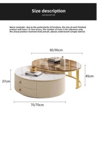 Set di Tavolini <span class=keywords><strong>da</strong></span> Caffè in Marmo e Legno di <span class=keywords><strong>Design</strong></span> Moderno e Lussuoso per Soggiorno, <span class=keywords><strong>Arredamento</strong></span> Fluttuante Elegante e Alla Moda - Product Image 6