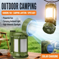 Lanterne de camping Brightenlux 3 en 1 avec ventilateur et lampe torche, rechargeable par USB-C, IP44, lumière latérale 7,5H, laser blanc 300m, mode clignotant