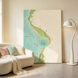 <b>White</b> <b>Sand</b> Bay Creamy Texture Hand Painted Oil Painting Impressionism Landscape Art For Living Room Decor - Product Image 1