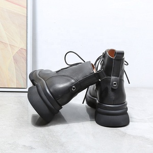 Botines de Mujer de Alta Calidad para Otoño e Invierno, de Cuero Vacuno Auténtico, con Tacón, Cierre de Cordones, Antideslizantes, Resistentes al Desgaste, de Cuero Genuino para Primavera - Product Image 4