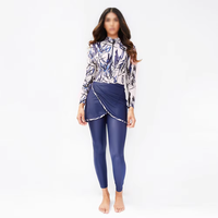 Ensemble trois pièces de maillots de bain islamiques pour femmes, coupe régulière, manches longues, pantalon en spandex/polyester, séchage rapide, respirant