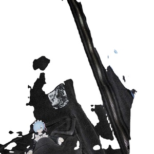 Yingling เสื้อฮู้ดสีดำโอเวอร์ไซส์แบบมีซิปเสื้อฟลีซแบบสตรีท - Product Image 3