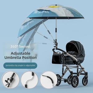LS <span class=keywords><strong>Parapluie</strong></span> de poussette mignon pour bébé, imperméable, protection solaire UV, revêtement noir, pour enfants, extérieur, léger, facile à nettoyer - Product Image 2