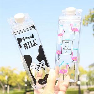 Custom Logo <b>500Ml</b> Transparent Milk Box Bpa Free Reusable Plastic Milk Carton <b>Water</b> <b>Bottle</b> - Product Image 1