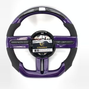 Volant en fibre de carbone véritable violet avec écran LED compatible avec <span class=keywords><strong>Ford</strong></span> <span class=keywords><strong>Mustang</strong></span> <span class=keywords><strong>GT</strong></span> 2005 2006 2007 2008 2009 S197 - Product Image 1
