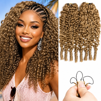 Extensions de cheveux humains bouclés à pointe effilée style birman, pré-bouclées, pour tresses torsadées bohèmes, avec fil invisible, vente en gros
