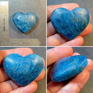 Novedades en Artesanía de Piedras de Cristal Naturales Curativas, Apatita Azul Tallada en Forma de Corazón para Decoración - Product Image 4
