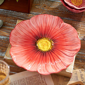 Service de table élégant, Assiettes décorées de fleurs, Grands bols à soupe, Bols en céramique, Assiettes à dessert occidentales - Product Image 5