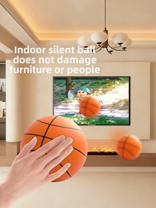 Ballons de sport d'intérieur pour enfants, taille 7, rainurés, rayés, pour l'entraînement au dribble, rebond doux, noyau en mousse PU, basketball silencieux - Product Image 1