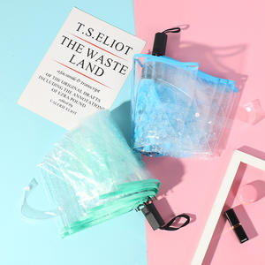 Parapluie manuel pliable en trois sections, élégant, transparent, mignon, avec poignée en plastique, diamètre ouvert 95 cm, pour séances photo par temps de pluie, style américain - Product Image 3