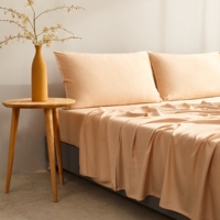 Ensemble de literie personnalisé en tissu 100% bambou, drap plat blanc, 4 pièces