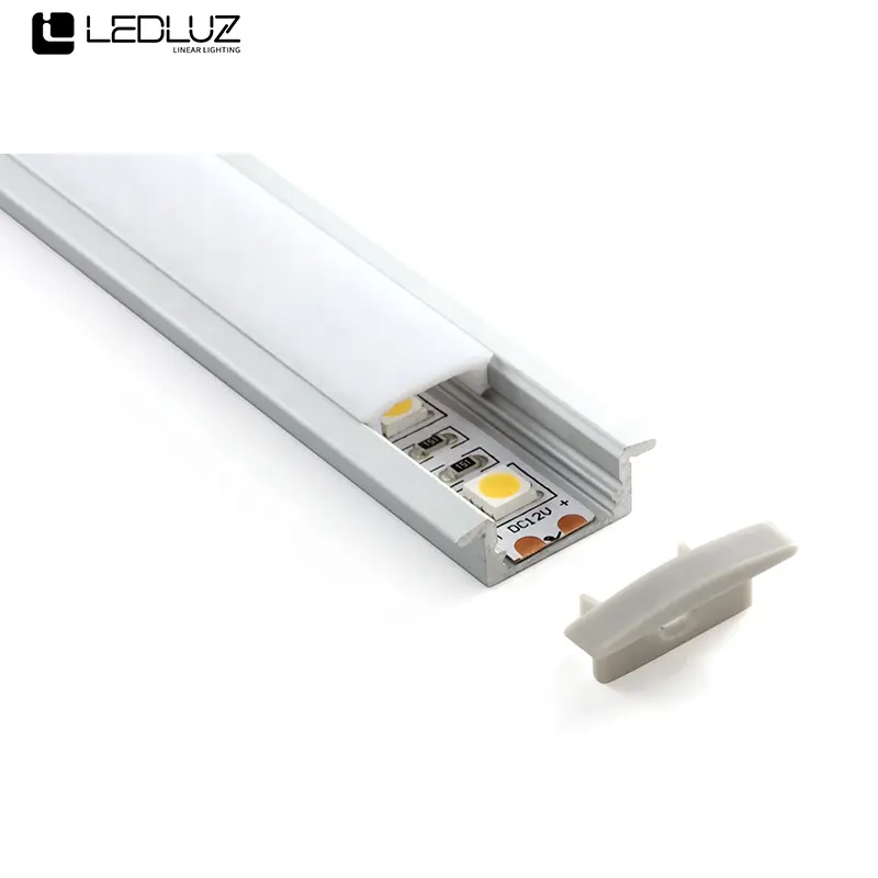 1M/2M/2.5M/3M Length Shallow Recessed LED Aluminium Profile C/w LED Strip Diffuser