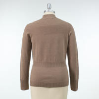 Pull décontracté pour femme en maille 12GG à col montant ajouré, taille côtelée, anti-boulochage, en fil mélangé, automne-hiver