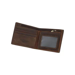 Portefeuilles vintage AndoBag pour hommes, en cuir de vache véritable, grande capacité, porte-cartes, cuir Crazy Horse, pochette simple, 1462 - Product Image 3