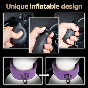 Bdsm Bondage Collar y cadena Restricciones Traje Fetiche Juego para adultos Castigar SM Slave Collares inflables - Product Image 3