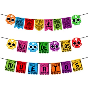 BA417 Día mexicano de los muertos banner Fiesta mexicana Fiesta Dia De Los Muertos Banner colgante para decoraciones de fiesta de Cino de Mayo