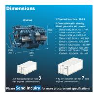 Motor Diésel de 12 Cilindros, 1070KW, 1338KVA, 1435HP, Refrigerado por Agua, Arranque Eléctrico de 24V, para Generador de Respaldo Industrial