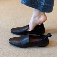 Mocassins en daim à bout carré pour femmes, chaussures plates confortables à enfiler, décontractées pour la marche quotidienne, semelle souple, ballerines pour dames