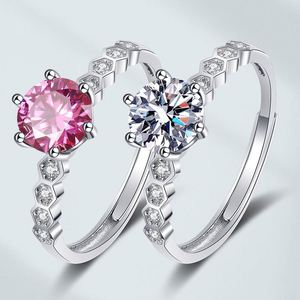Platinum Plated Diamond Honeycomb <b>Ring</b> Engagement Diamond <b>Ring</b> for Women Jewelry <b>Crown</b> Silver Moissanite <b>Ring</b> Women - Product Image 1
