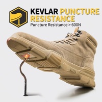 Botas de Trabajo para Hombre de Cuero Vacuno con Punta de Acero, Cómodas, con Cordones, Antideslizantes, con Suela de Goma, para Exteriores