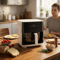 Friteuse à air chaud électrique moderne 4L avec panier antiadhésif en verre pour une cuisson saine sans huile pour la cuisine domestique