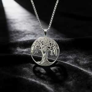 Collier pendentif Arbre de Vie unique en acier inoxydable 316L, bijou symbolique unisexe, amulette spirituelle, accessoire minimaliste pour tous les jours - Product Image 2