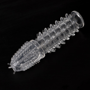 Condón Crystal Wolf Tooth extra largo y grueso de TPE, juguete sexual de estimulación para parejas y mujeres. - Product Image 3